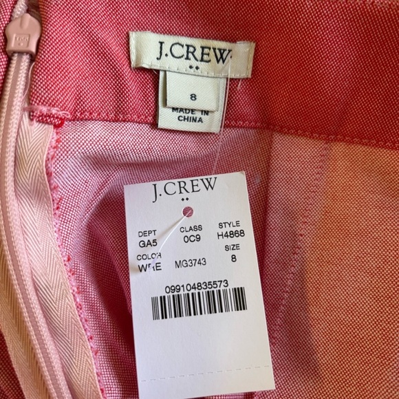 J. CREW Ruffle Trim Oxford Skirt in Pink and Red - Picture 4 of 5